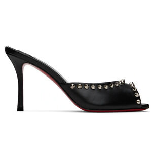 Christian Louboutin Me Dolly Spike 85 Black Backless Sandal Mule Heel Pump 38.5